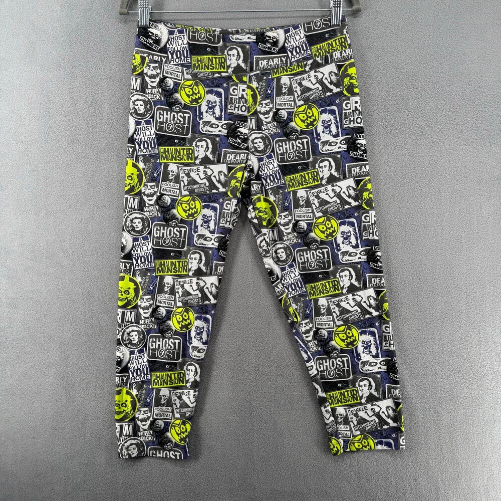 Disney Haunted Mansion Leggings M Black Green Purple Ghosts Halloween Spooky